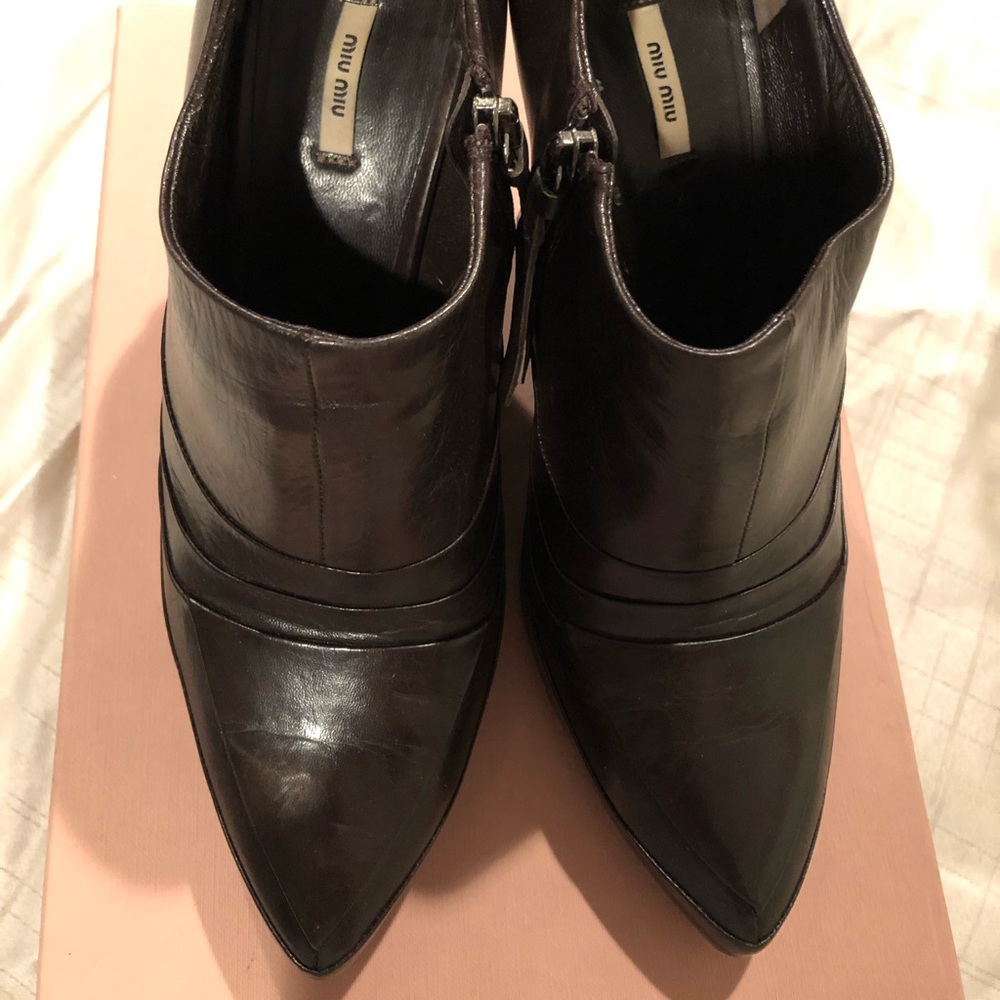 Authentic Miu Miu Leather Wedge Booties! - image 3